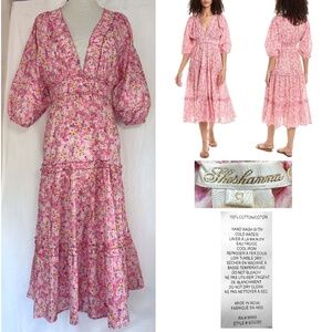 SHOSHANNA Women Small Pink Cotton Dolman Midi Dress / Swim Coverup EUC